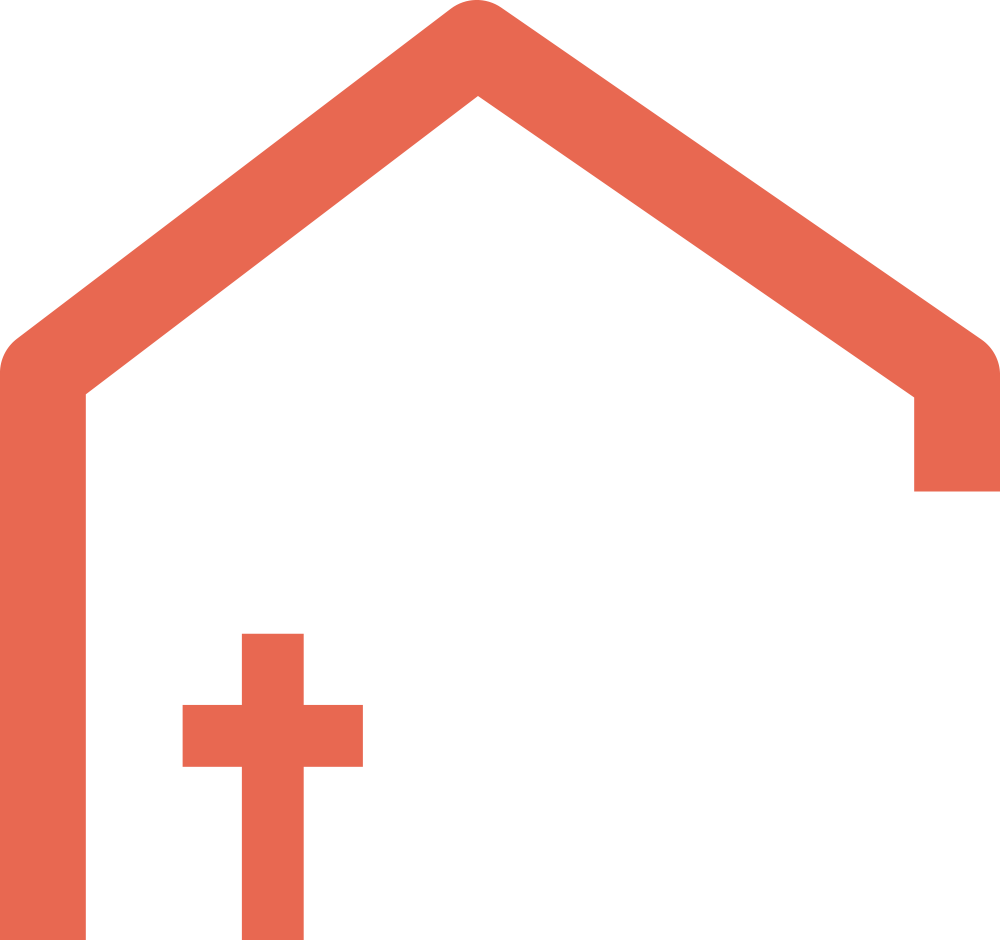 Half house with cross icon