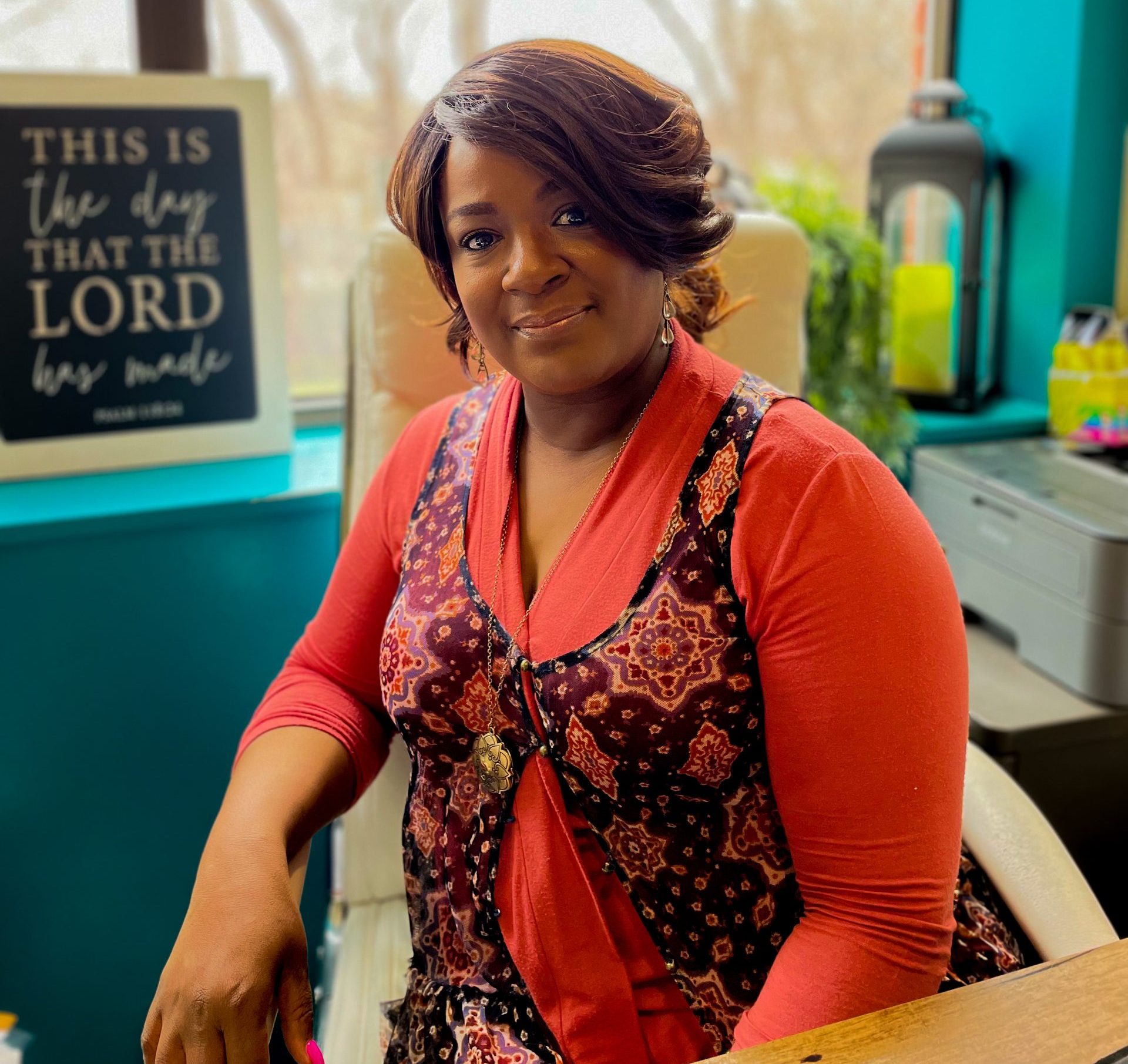 woman sitting in office